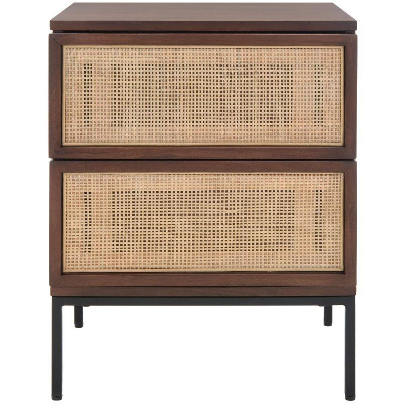 Zadie 2 Drawer Rattan Nightstand - NST5007 - Walnut/Natural - Safavieh
