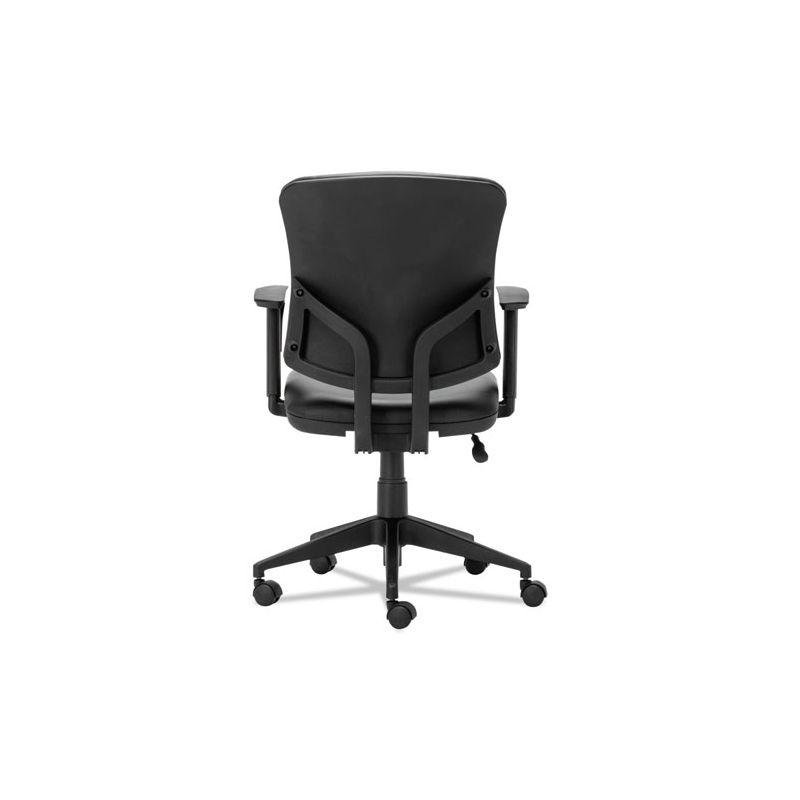 Adjustable Ergonomic Leather Task Chair with Swivel Arms, Black