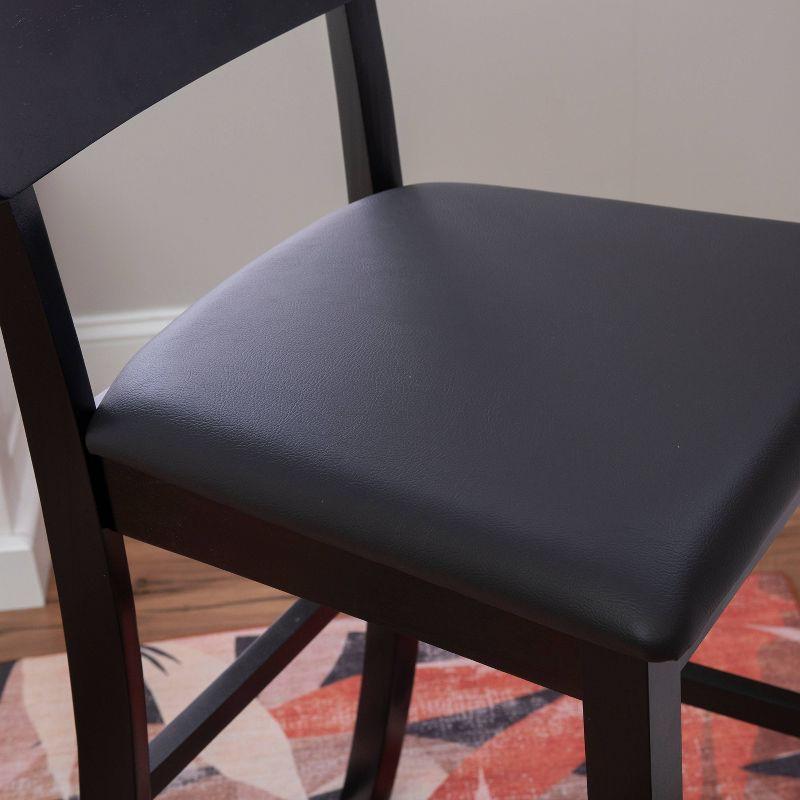 Linon 29" Torino Padded Seat Faux Leather Contemporary Barstool Hardwood/Black: Vinyl Upholstery, Wood Legs, Foam Fill