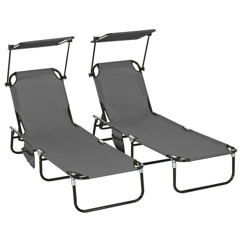 Outsunny Outdoor Metal Chaise Lounge Set (Set of 2)