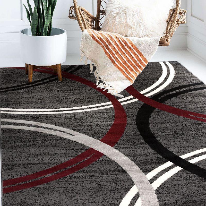 World Rug Gallery Contemporary Abstract Circles Design Area Rug