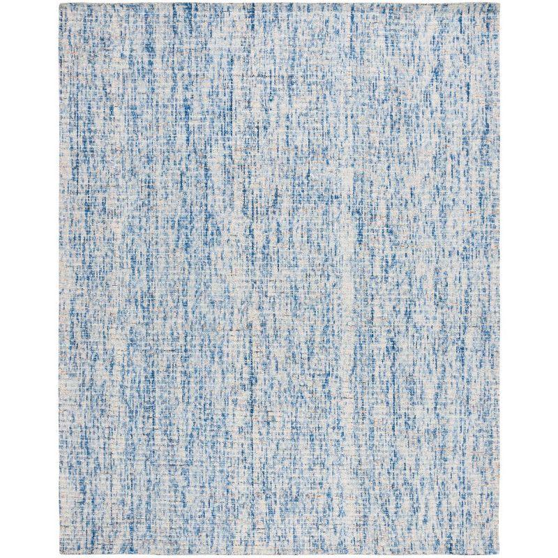 Hand-Tufted Abstract Wool Area Rug 8' x 10' in Dark Blue/Rust