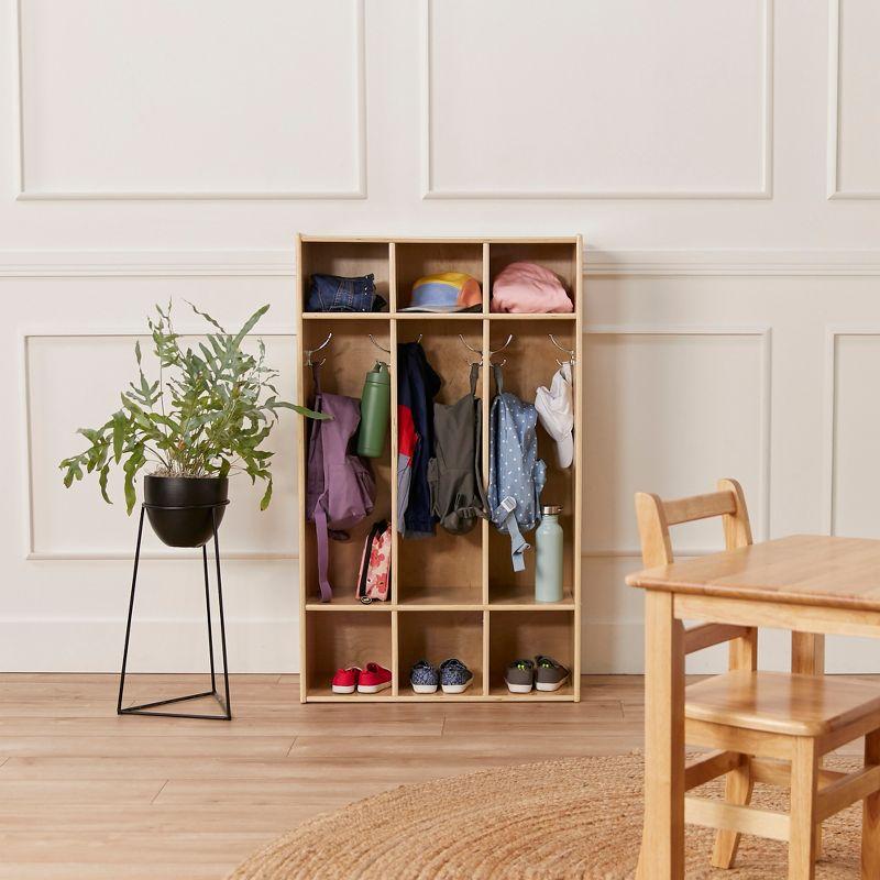 Natural Birch 48" 3-Section Coat Locker with Cubbies