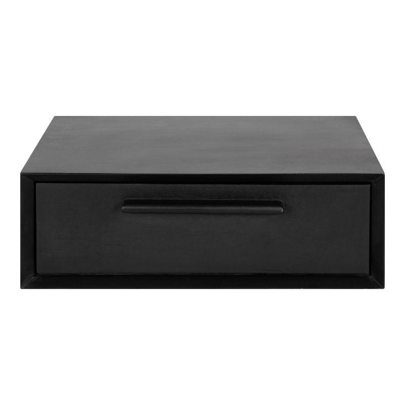 McCutcheon Black Mango Wood Floating Storage Shelf with Concealed Cubby