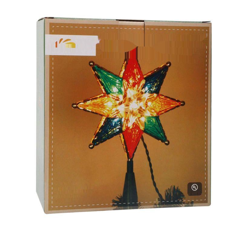 Twinkle Star Lighted Christmas Tree Topper, Colorful 8-Point Star Xmas Star Treetop with 10 Incandescent Lights, Holiday Christmas Tree Decorations