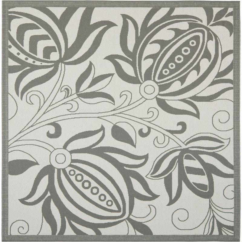 Courtyard CY6109 Power Loomed Indoor/Outdoor Area Rug - Light Grey/Anthracite - 6'7"x6'7" - Safavieh.