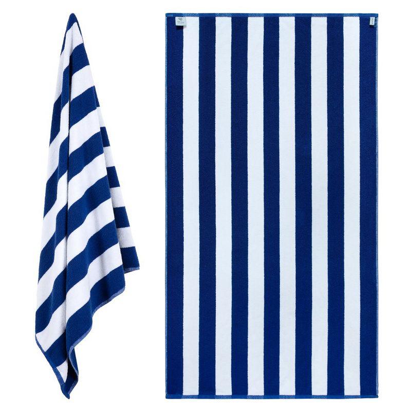 White Classic 100% Cotton Cabana Striped Oversized Beach Towels