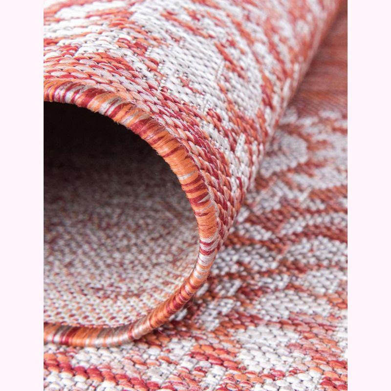 Unique Loom 5' 3 x 8' 0 Rectangle Indoor/Outdoor Border Rust Red Area Rug