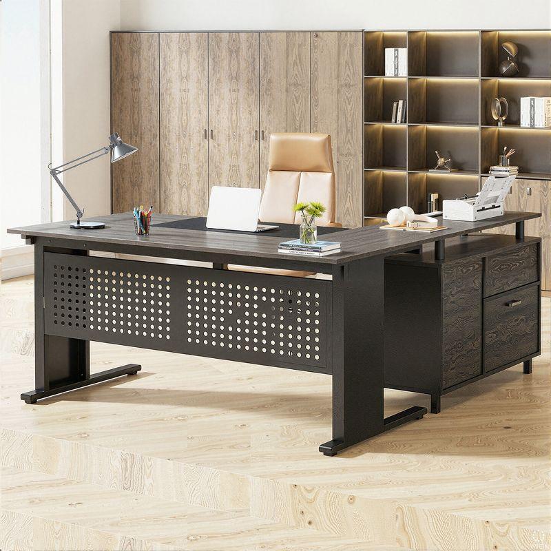 Ottovile 63'' W Executive Desk with File Cabinet for Home Office