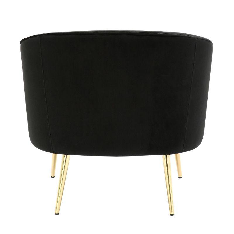 Chic Black Velvet Barrel Accent Chair with Gold Metal Legs