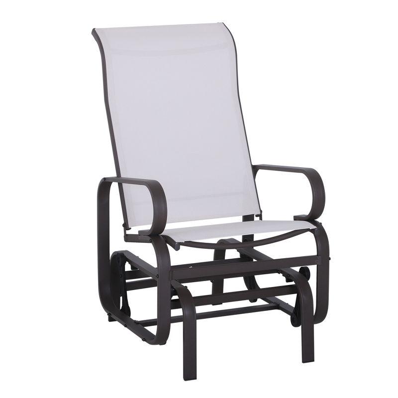 Outsunny Gliding Lounger Chair, Outdoor Swinging Chair with Smooth Rocking Arms and Lightweight Construction for Patio Backyard, White