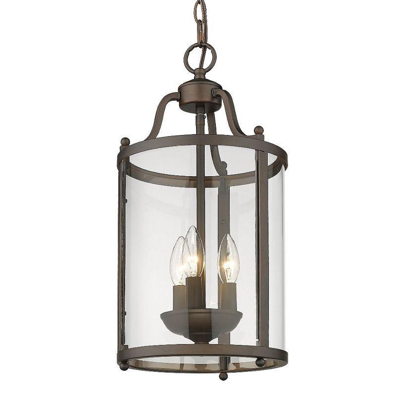 Payton 3-Light Mini Pendant in Rubbed Bronze and Glass