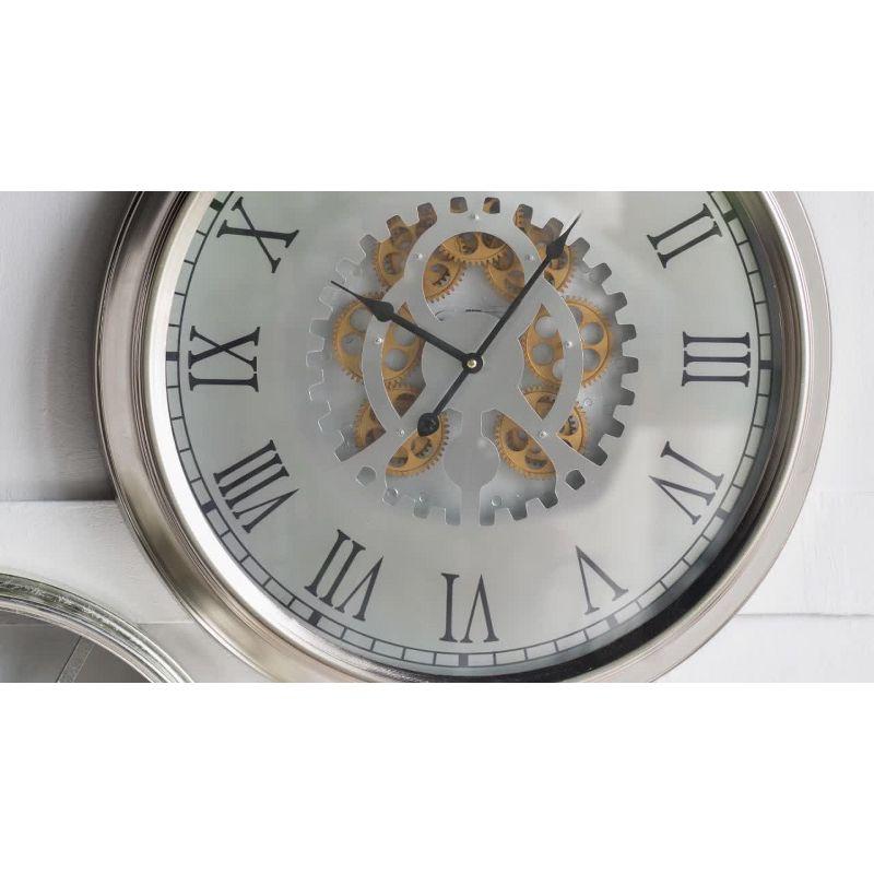 21" Silver Iron Transitional Round Wall Clock with Roman Numerals