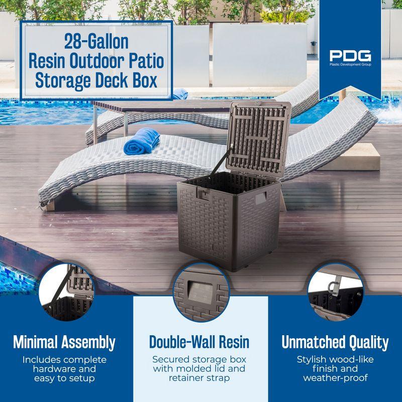 Plastic Development Group Weatherproof Resin Outdoor Patio Storage Deck Box with Secure Lid Retainer Straps