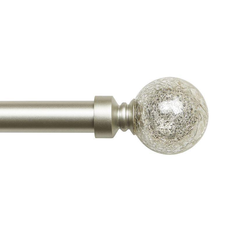 Exclusive Home Silver Aged Sphere 1" Curtain Rod and Coordinating Finial Set