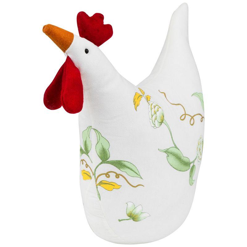 Northlight 12" White, Soft Green, and Yellow Floral Rooster Chicken Spring Decoration