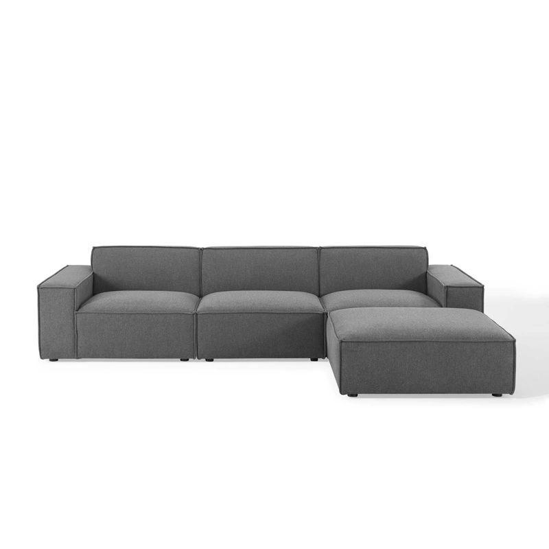 4pc Restore Sectional Sofa Charcoal - Modway: Modern Upholstered Modular Furniture Set with Ottoman