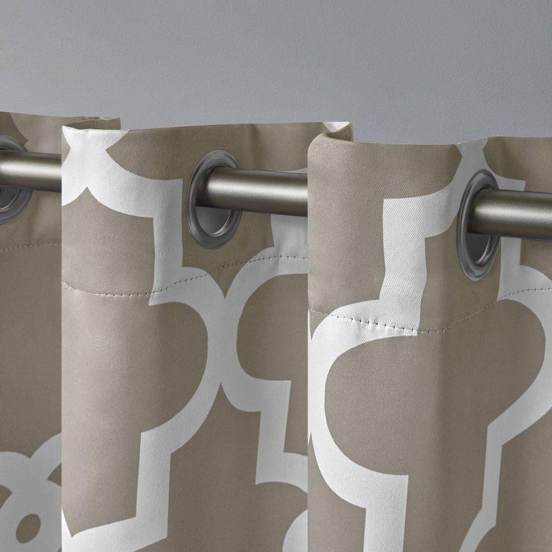 Set of 2 84"x52" Ironwork Sateen Woven Blackout Grommet Top Window Curtain Panel Silver - Exclusive Home: Room Darkening Drapes