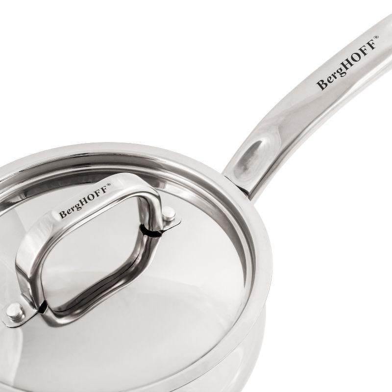 BergHOFF Belly Shape 3Pc 18/10 Stainless Steel Skillet and Sauce Pan Set with Metal Lids