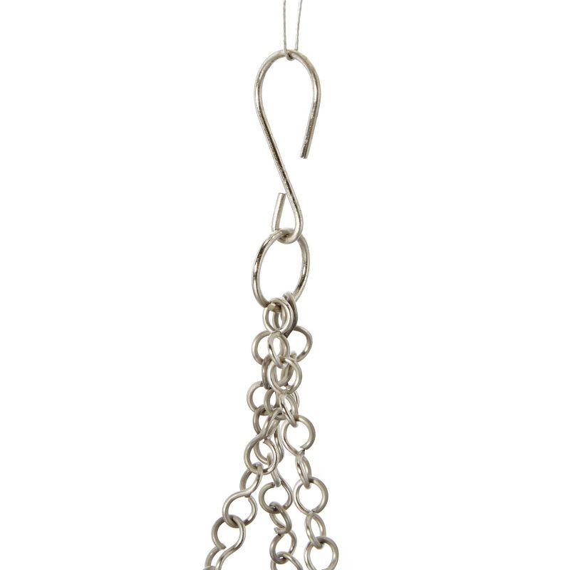 Set of 2 Silver Iron Hanging Planters with Chains