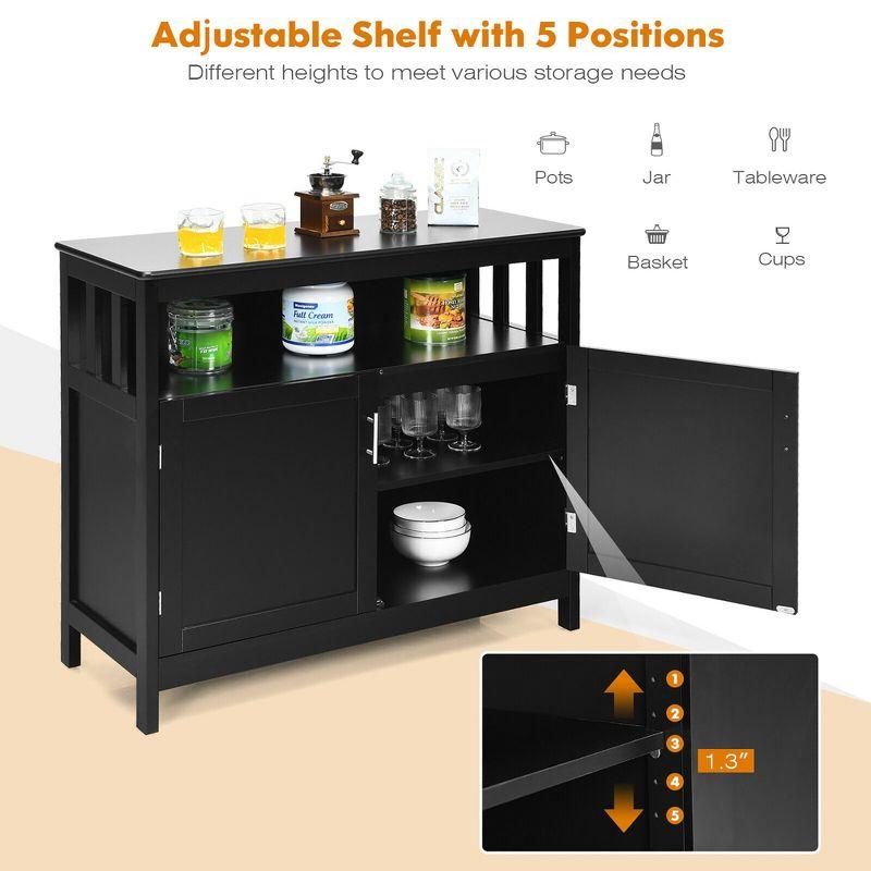 Costway Kitchen Buffet Server Sideboard Storage Cabinet w/2 Doors & Shelf Black