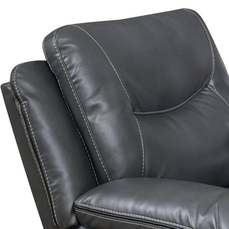 Steve Silver Co. Isabella Upholstered Side Lever Recliner Chair Gray : Faux Leather, Plywood & Iron Frame, 250lb Capacity