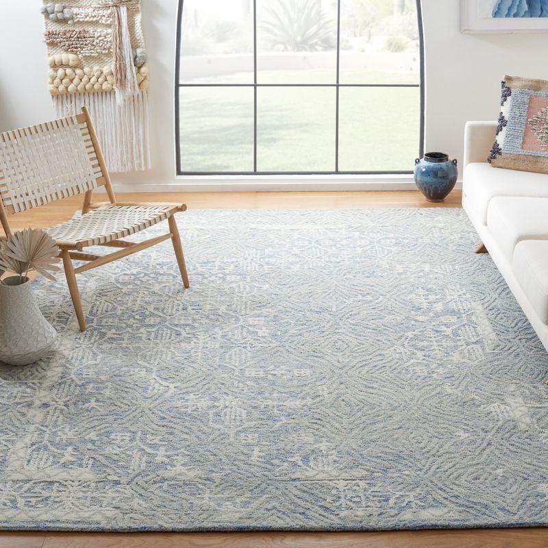 Blue 8' x 10' Hand-Tufted Wool Rectangular Area Rug