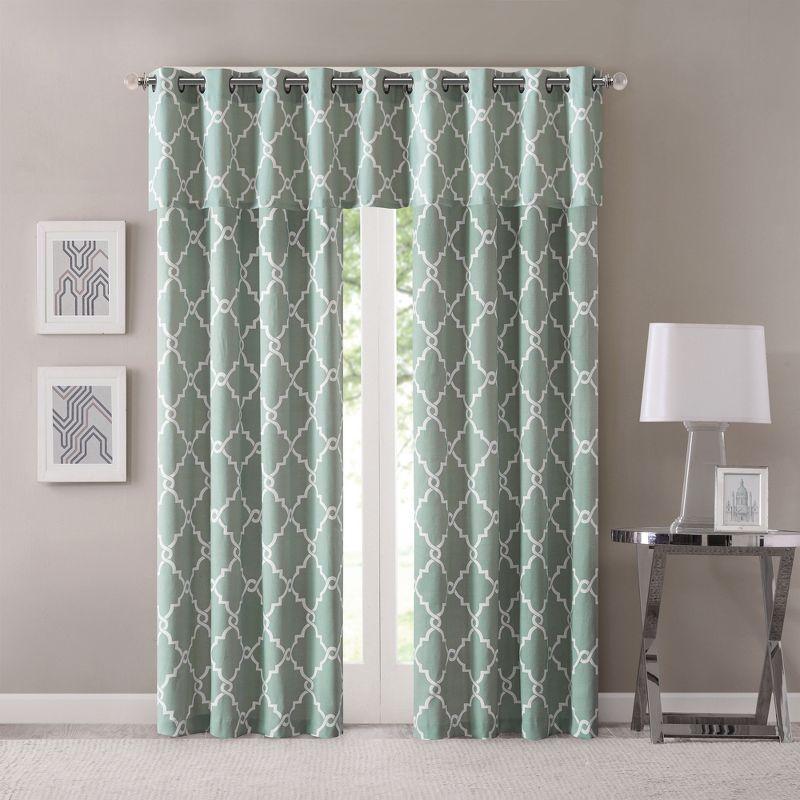 Madison Park Saratoga Fretwork Print Grommet Top Window Valance