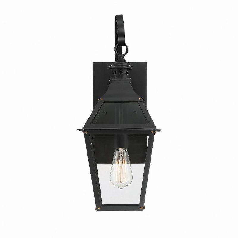 Jackson 1-Light Outdoor Wall Lantern in Matte Black with Gold Highlights