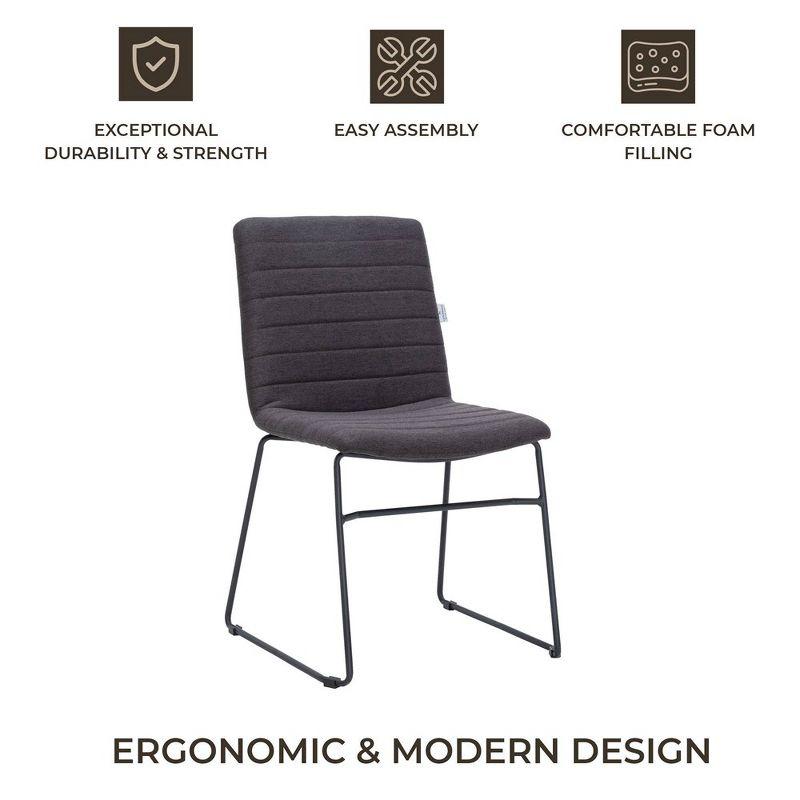 LeisureMod Ergonomic Office Chair Upholstered Guest Side Chair Padded Polyester Desk Chair Zylar Series in Brown