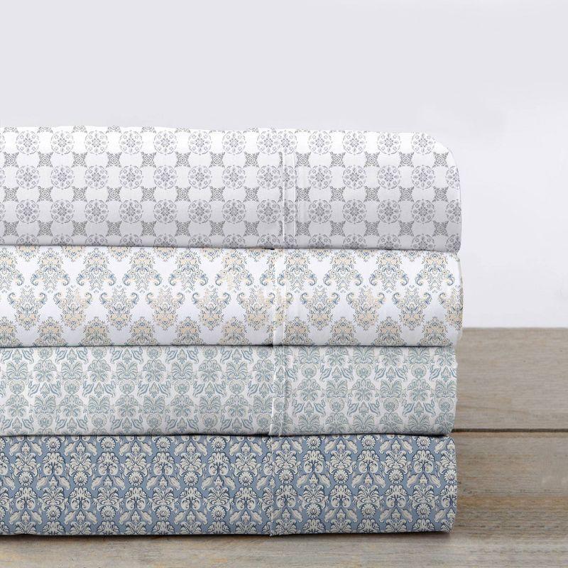 Patina Vie Floral Cotton Percale Vintage Printed Floral Sheet Set