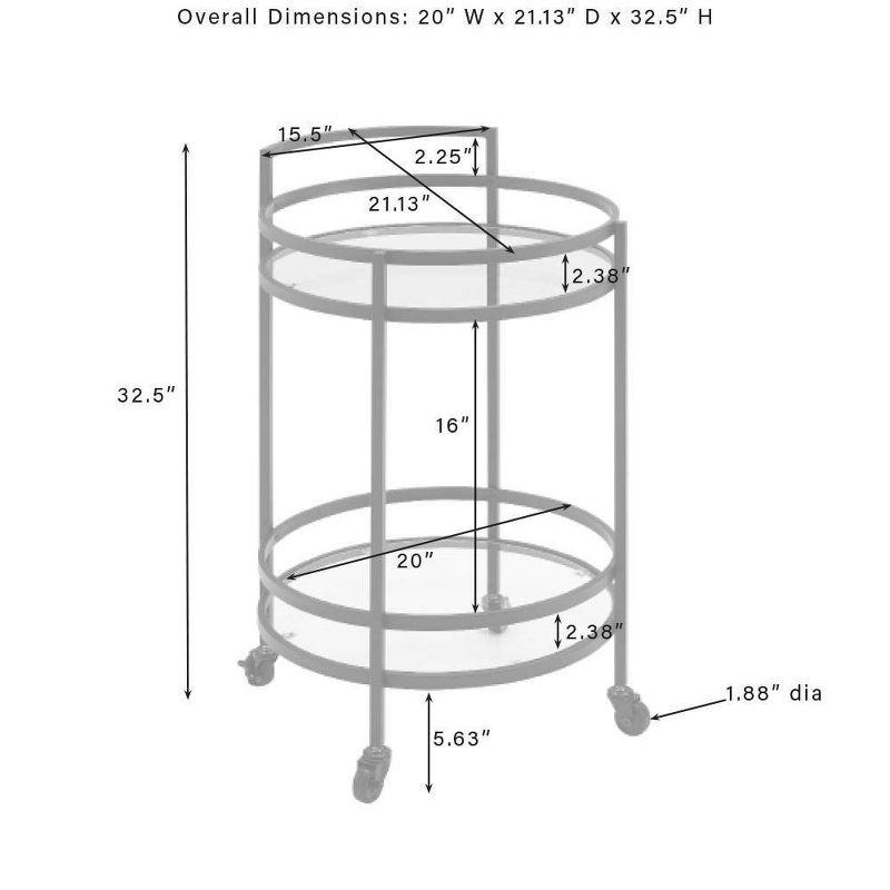 Bailey Round Bar Cart Gold - Crosley: Mobile Beverage & Drink Station, Tempered Glass Shelves, Steel Frame