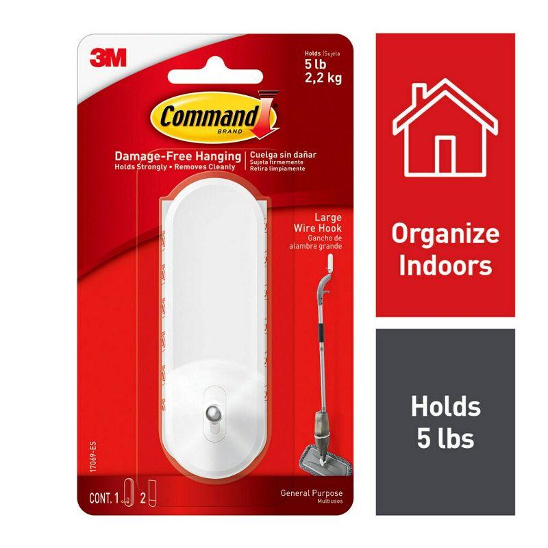 Command Large Sized Wire Decorative Hook White