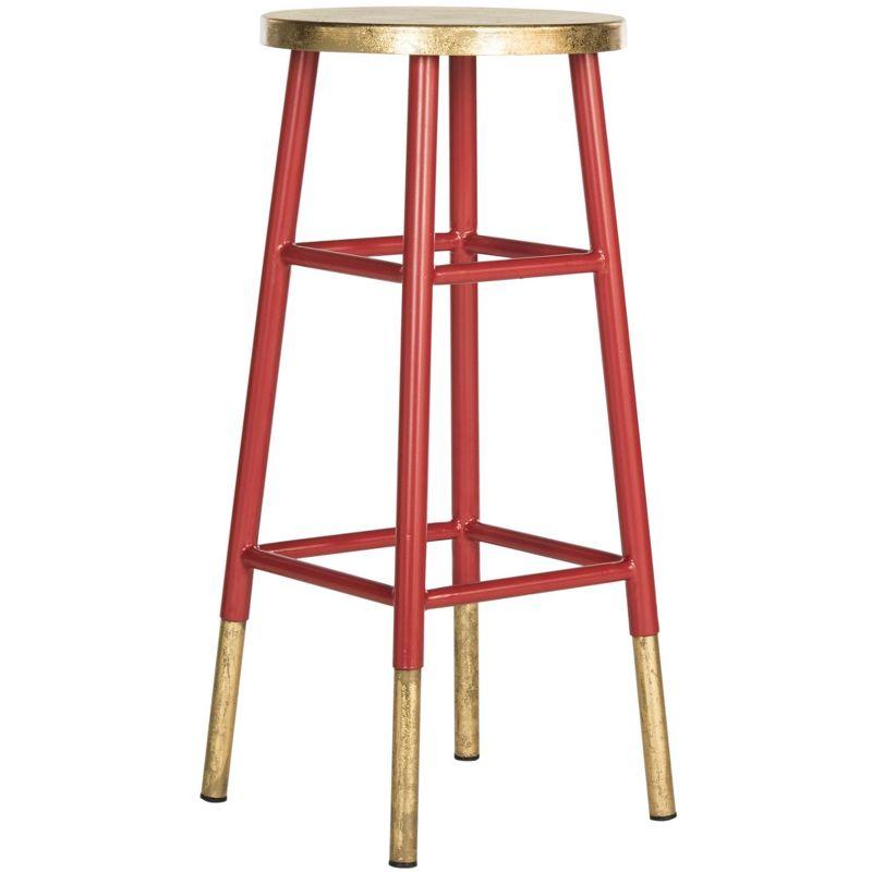 Emery Dipped Gold Leaf Bar Stool - FOX3230 - Red/Gold - Safavieh Couture