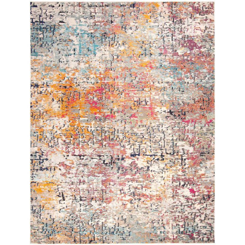 Elegant Grey & Pink Synthetic 6' x 9' Hand-Knotted Area Rug