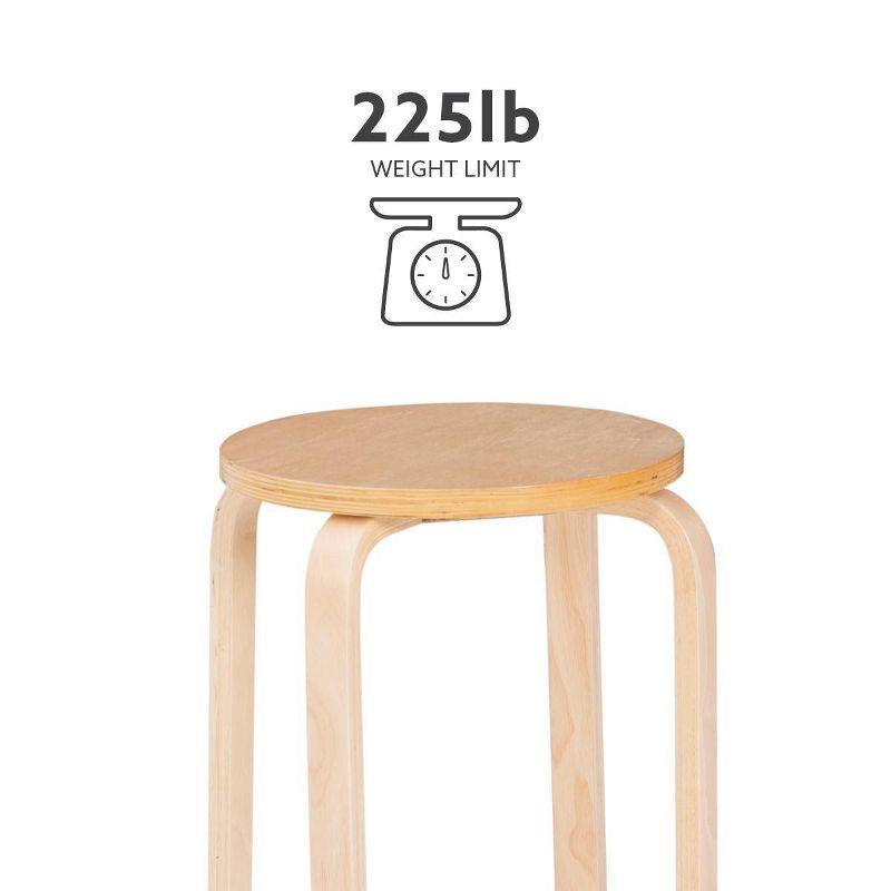 Set of 4 Bentwood Stacking Stools Light Brown - Linon: Rubberwood Frame, No Assembly, Traditional Style