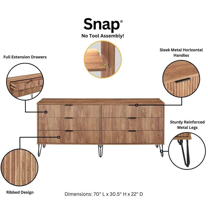 Manhattan Comfort Dumbo 3pc 5 Drawer Dresser, 6 Drawer Dresser and Nightstand Set