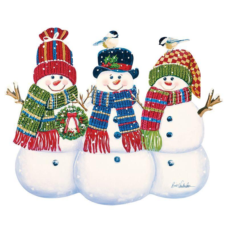 Festive Snowmen Trio with Colorful Scarves Garden Stake