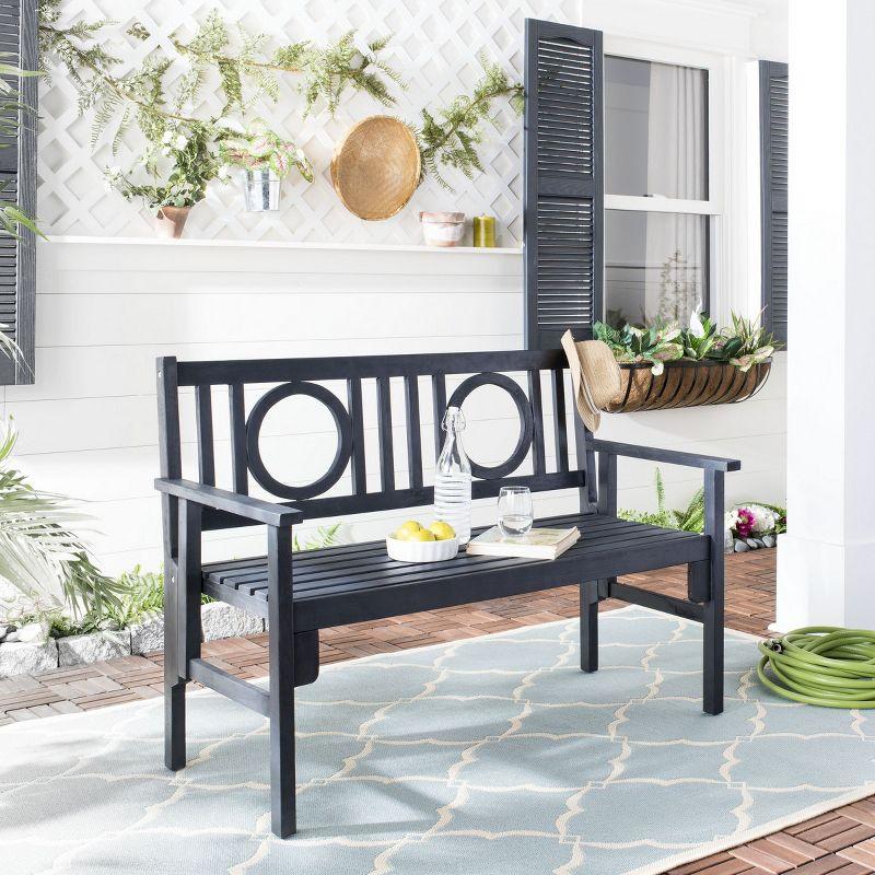 Gray Acacia and Steel Folding Outdoor Bench