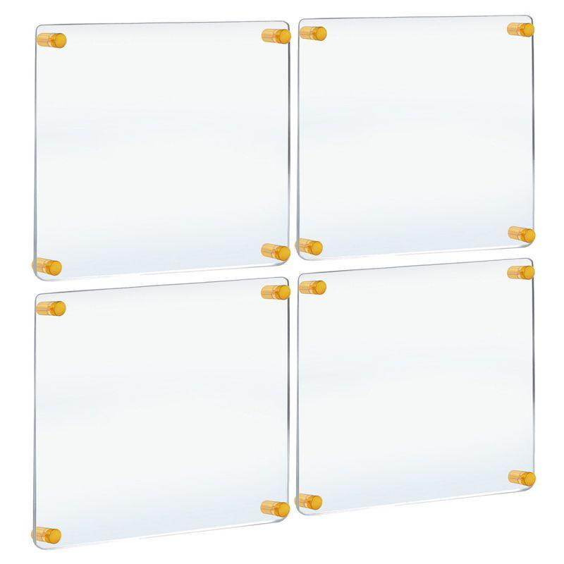 Azar Displays Floating Acrylic Gallery Wall Set of Four Floating Frames with Stand Off Caps: 16” x 16” Graphic Size, Overall Frame Size: 20” x 20” (Set of 4)