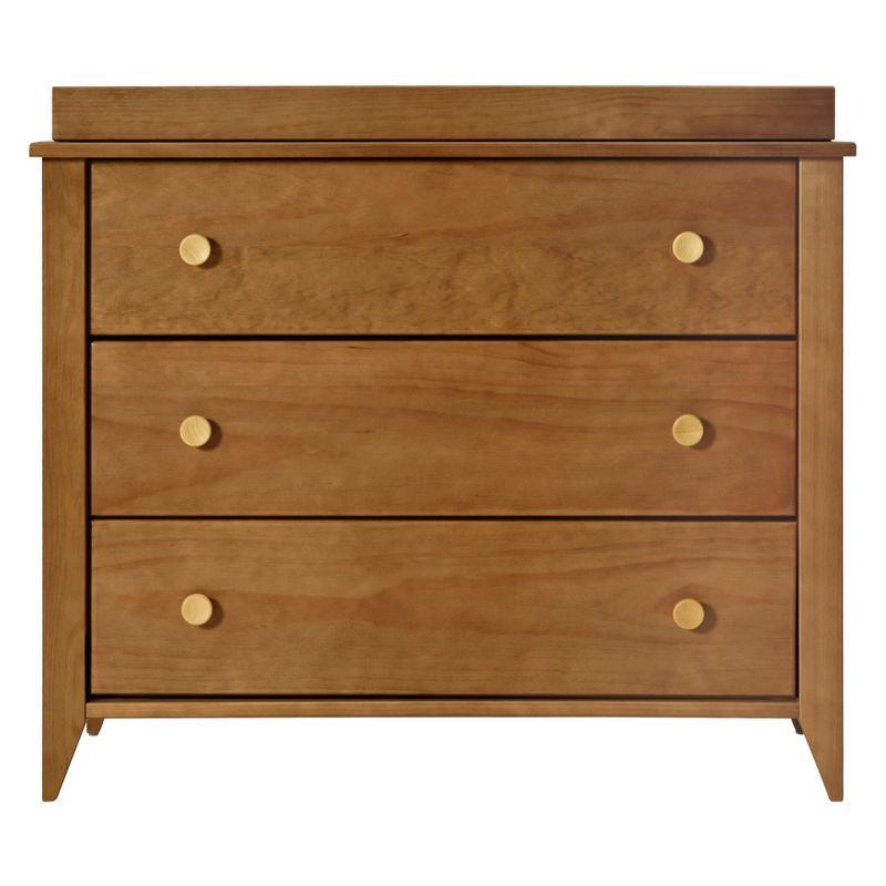 Sprout 3-Drawer Mid-Century Modern Changer Dresser in Chestnut/Natural