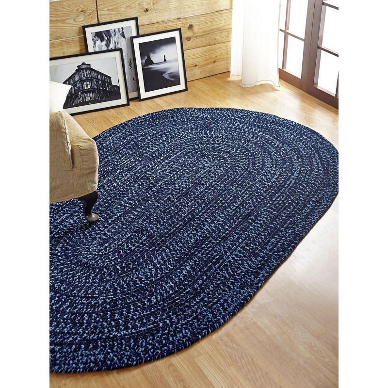 30" x 50" Chenille Tweed Collection Navy & Smoke Blue Reversible Indoor Area Utility Oval Rug - Better Trends