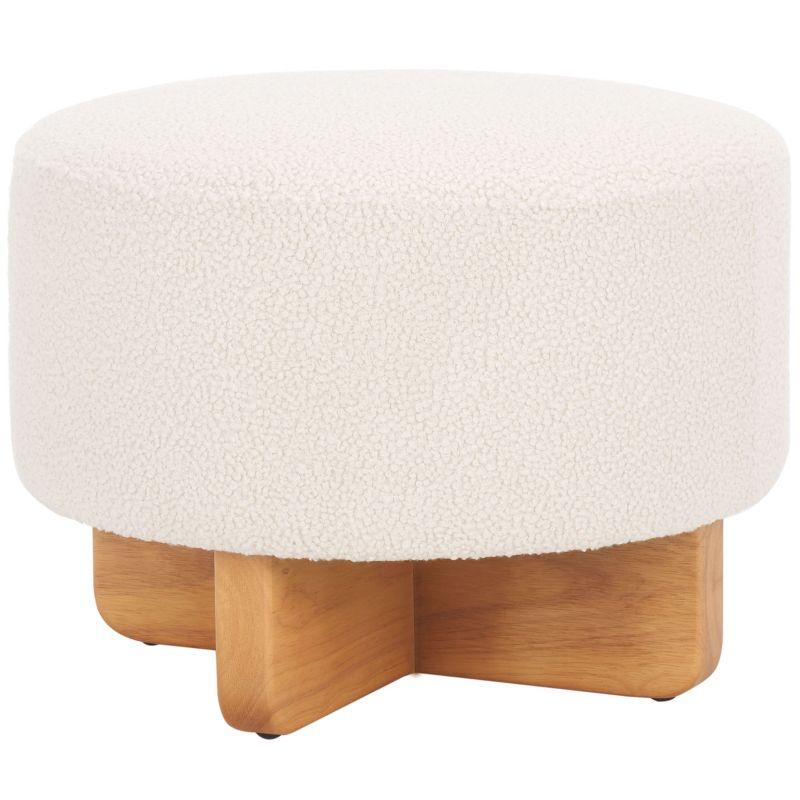 Riah Boucle Round Ottoman - Safavieh