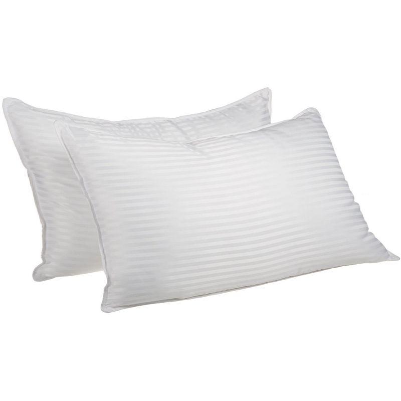 White Striped Medium Density Microfiber Pillow Set, 18" x 33"