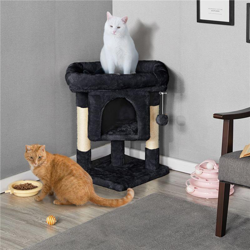 Yaheetech 23.5" Small Cat Tree Condo with Plush Perch - Black
