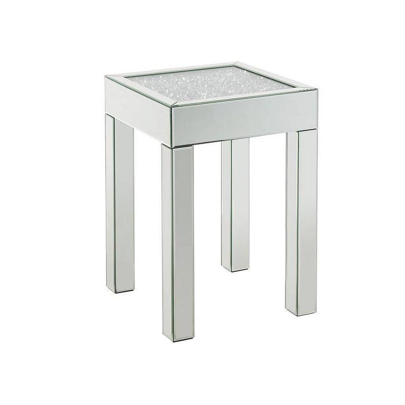 Noralie 16" Mirrored Accent Table Faux Diamonds - Acme Furniture: Elegant Silver Square Side Table