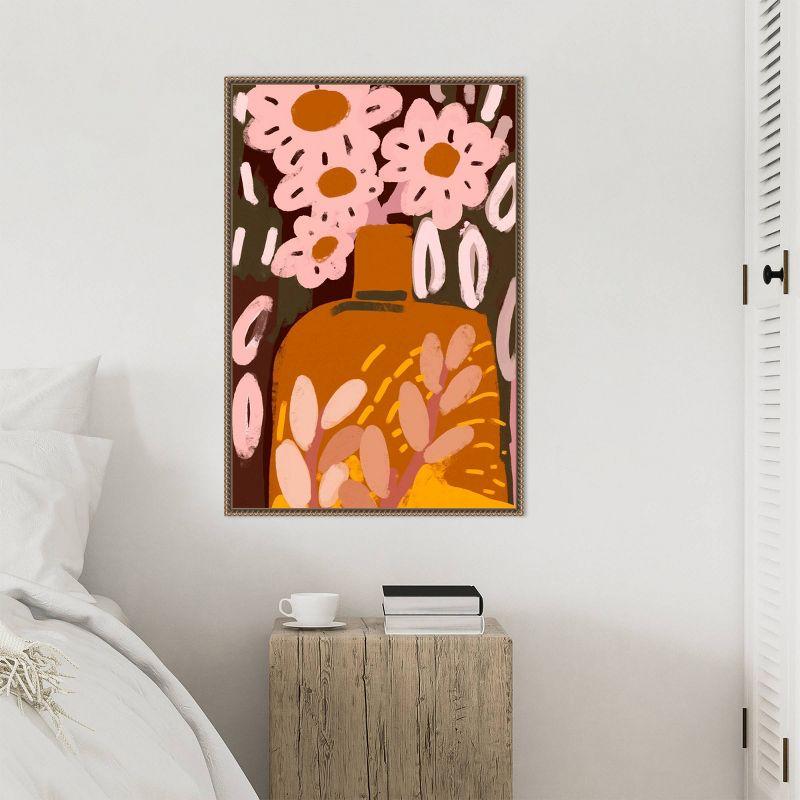 23"x33" Pastel Flower Impression No by Treechild Framed Canvas Wall Art Print Bronze - Amanti Art