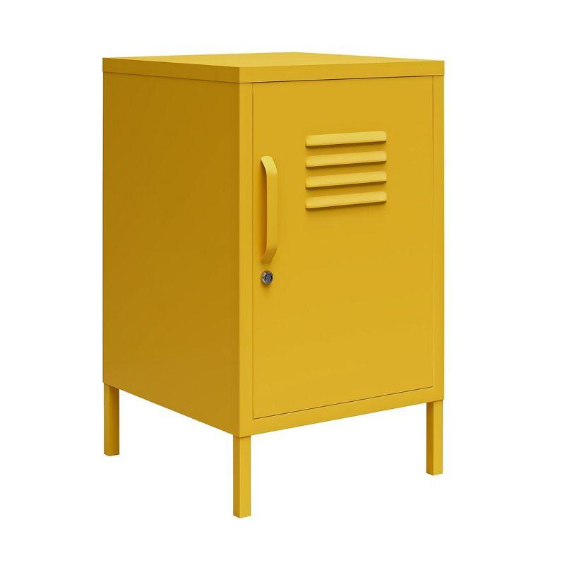 RealRooms Shadwick 1 Door Metal Locker Style Livingroom End Table, Mustard Yellow