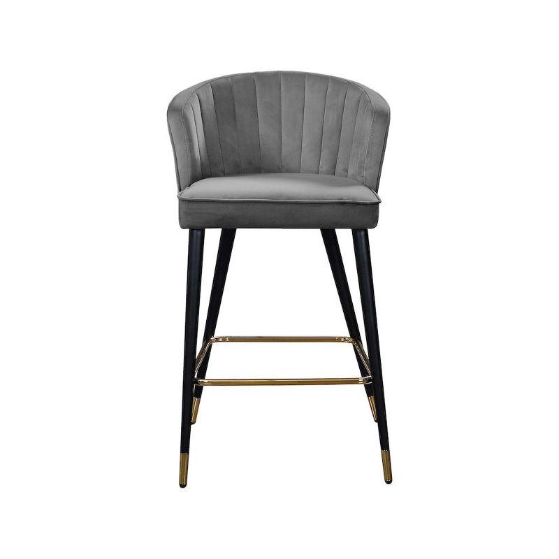 Meridian Furniture,Cassie Grey Velvet Stool, Set of 2