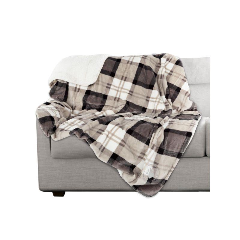 Pet Adobe 50x60 Waterproof Dog Blanket, Gray Plaid